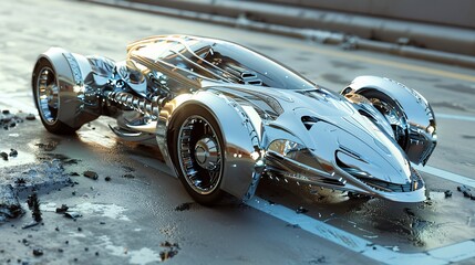 Futuristic chrome vehicle with a modern look