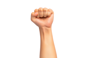 Raised fist symbolizing strength isolated on transparent background