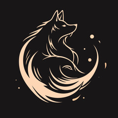 Blue Ink Wolf Head Vector Illustration