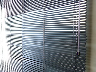 Grey Venetian Blinds, Sunlight Filtering Through