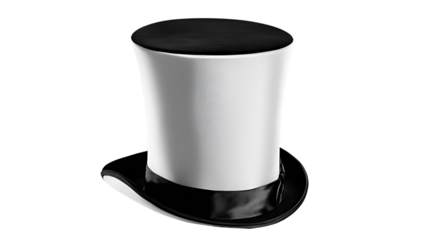 white top magician hat isolated on white background
