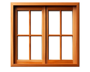 Fototapeta premium Wooden window frame with glassisolated on transparent background