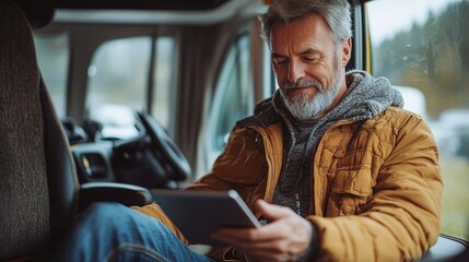 manager of a camper rental business working with a tablet to improve booking efficiency enhance customer service and optimize operations in the travel industry