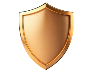 Bronze shield emblem design isolated on transparent background