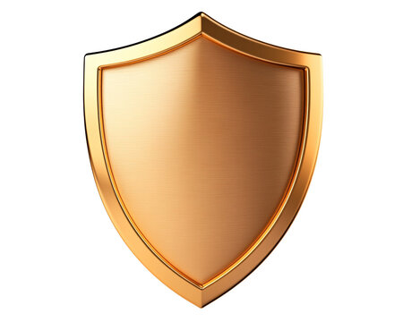 Bronze shield emblem design isolated on transparent background