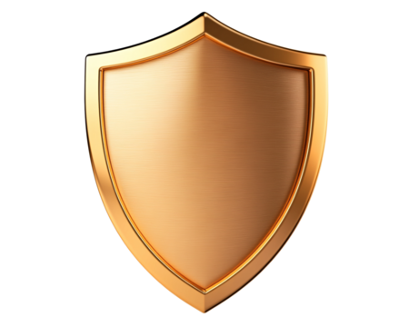 Bronze shield emblem design isolated on transparent background