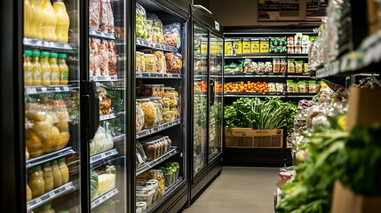 Fototapeta premium collage of images of a woman in supermarket