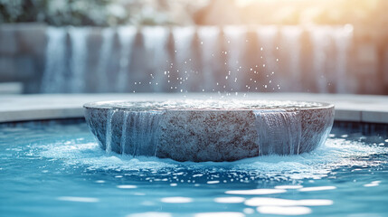 Sacred baptismal water flows over a carved stone basin, illuminated by warm light, symbolizing purification, renewal, and divine grace. A modern tribute to the Feast of the Baptism of the Lord