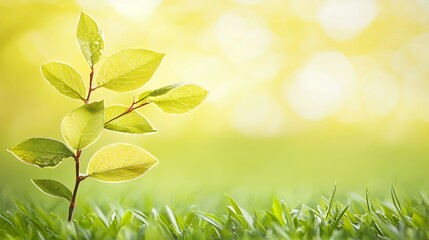 Naklejka premium Young Green Plant Sprouting in Bright Sunlight