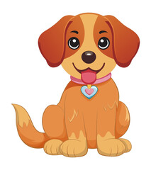 Cartoon happy golden retriever dog breed vector illustration