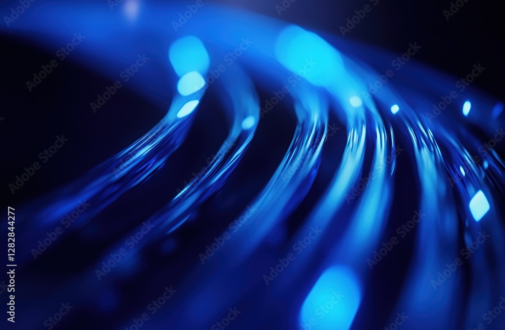 Poster abstract blue light trails flow dynamically across the screen, creating a mesmerizing visual experie