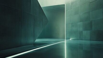 Obraz premium Abstract Modern Architectural Interior Design With Green Walls