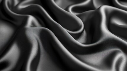 Fototapeta premium Draped black silk fabric texture background