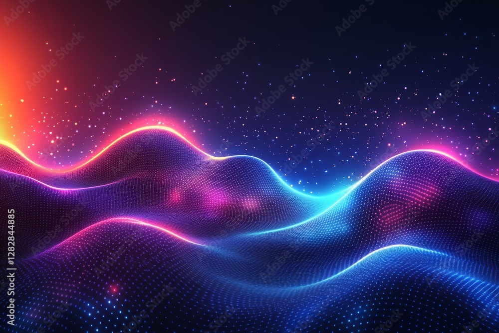 Poster abstract technology background with a blue gradient and curved lines vector presentation design, in 