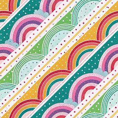 Bright vibrant rainbow stripes in a seamless pattern