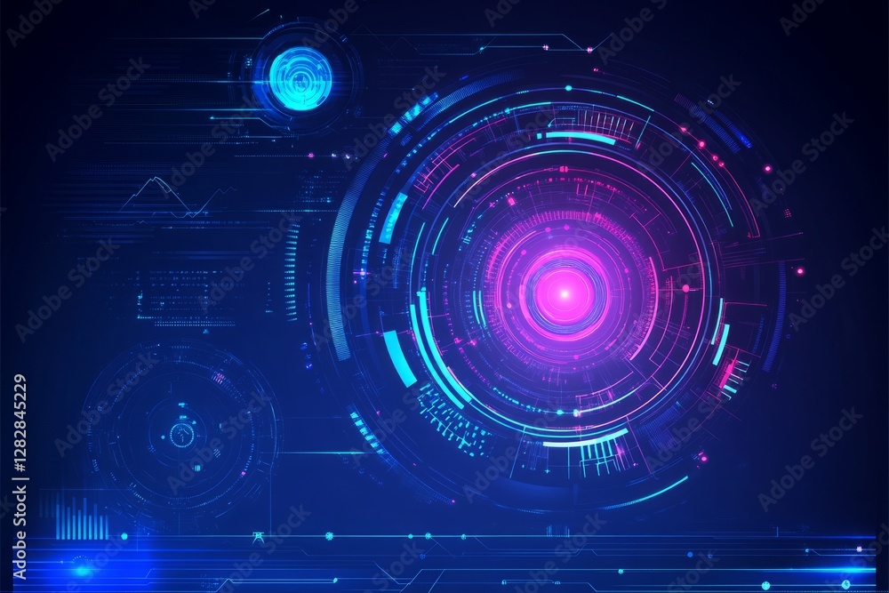 Poster abstract technology background with a blue gradient and curved lines vector presentation design, in 