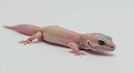 Fototapeta premium Pale Pink Leopard Gecko on White Background