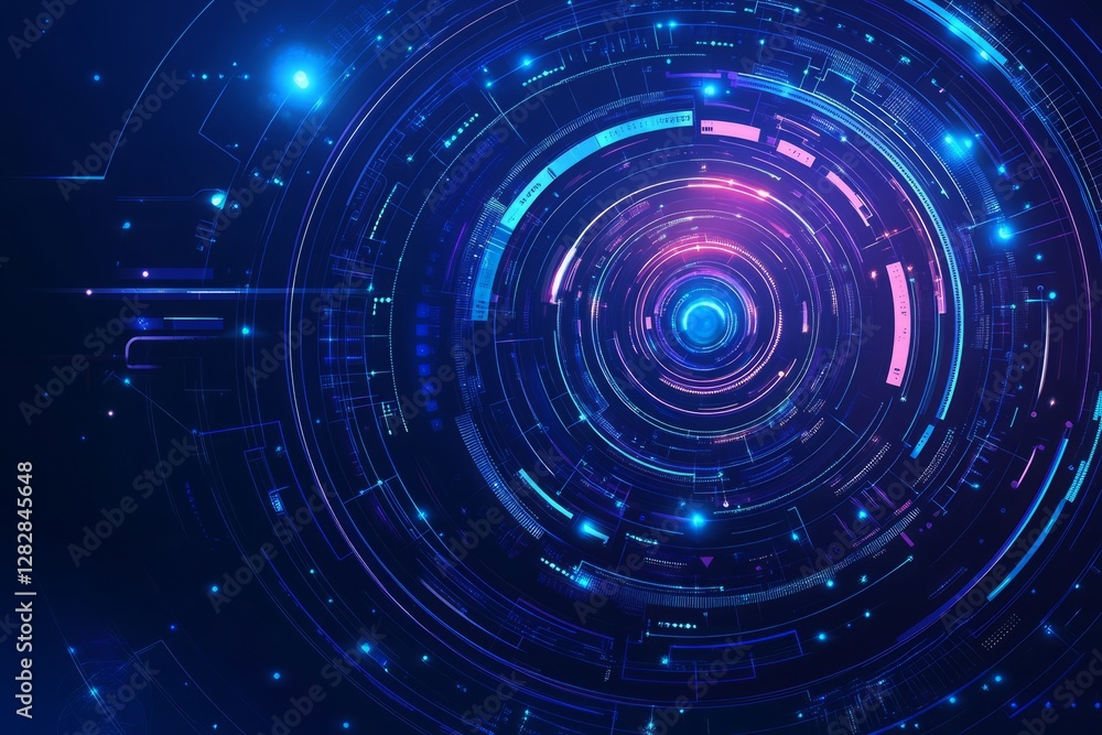 Poster abstract technology background with a blue gradient and curved lines vector presentation design, in 