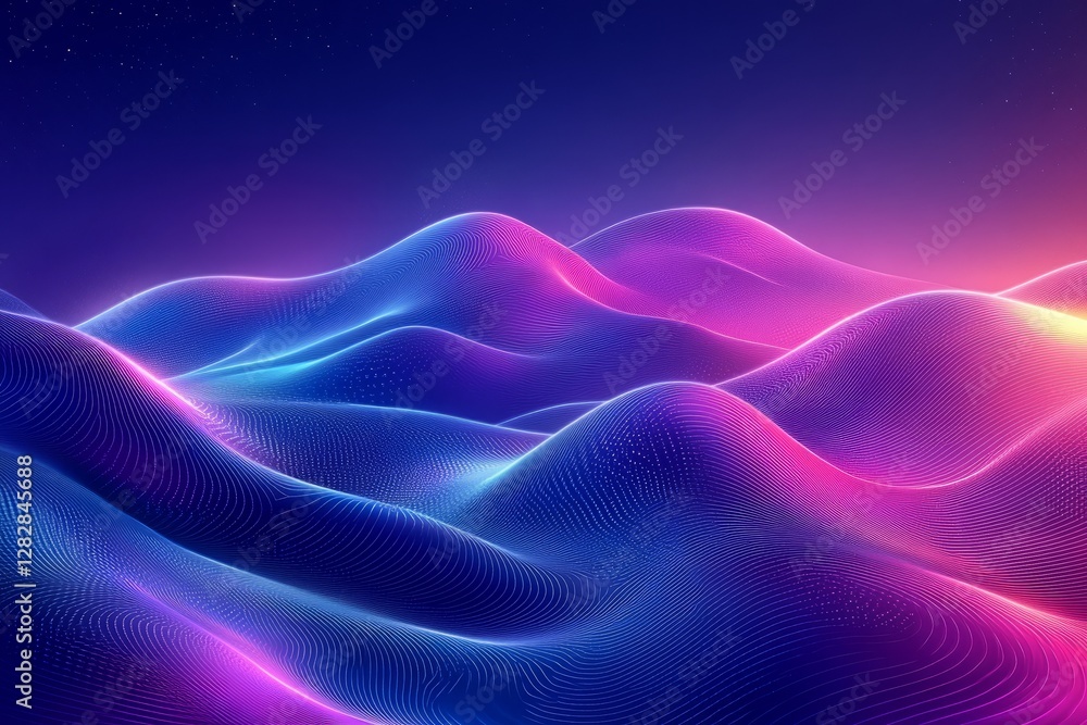 Poster abstract technology background with a blue gradient and curved lines vector presentation design, in 