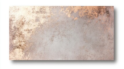 A canvas of muted grainy copper foil texture, adorned with delicate rose gold leaf, creating an abstract metallic background that exudes elegance and depth.