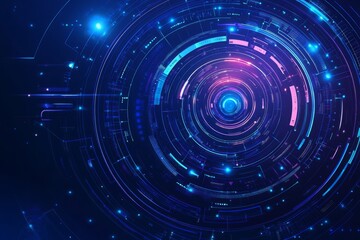 Obraz premium Abstract technology background with a blue gradient and curved lines vector presentation design, in a flat style, a minimalistic background. Illustration of a futuristic background