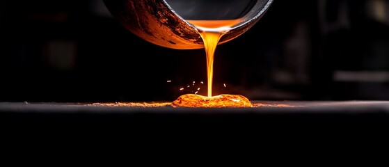 Molten metal pouring into mold.