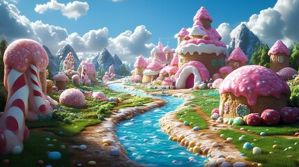 Delightful Illustration of a Whimsical Candy Land