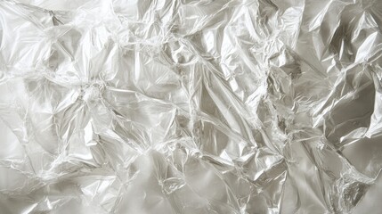 Obraz premium A translucent expanse of crisp, white plastic film, its surface wrinkled with subtle imperfections, forming a minimalist abstract backdrop.