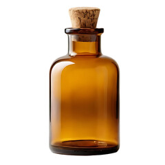 amber glass bottle with cork stopper for storing essential oils, herbs or medicine in a vintage apothecary style
