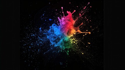 Colorful paint splash explosion on black background