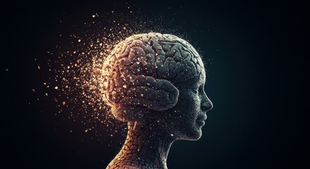 Brain disintegration symbolizing cognitive decline and memory loss