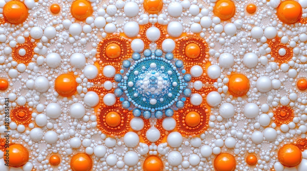 Poster a colorful abstract design featuring spherical shapes in various sizes and colors.