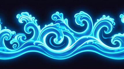 Fototapeta premium Glowing Blue Waves Abstract Art Design