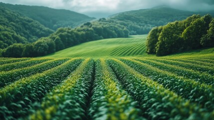 Lush Green Fields Under Cloudy Sky Showcasing Renewable Energy Potential