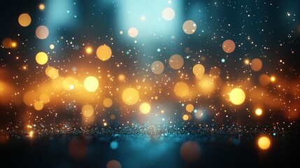 Naklejka premium Glittering stage lights, dark background, bokeh effect, event backdrop