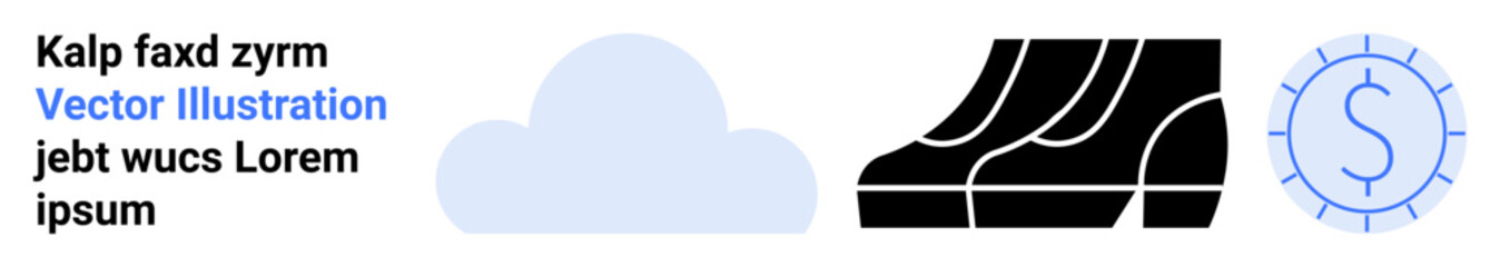Cloud icon, stylized bars, and circular money coin graphic emphasizing digital progress, storage, and economic analytics. Ideal for technology, finance, innovation, cloud solutions data insights