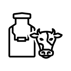 Vector black line icon for Cow milk