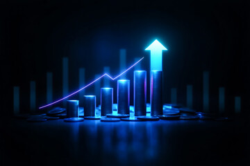 Futuristic Financial Growth: Neon Data Visualization & Economic Expansion