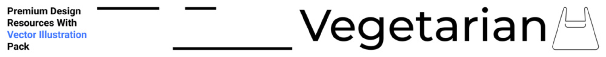 Black Vegetarian wordmark with a minimalist fork icon, promoting healthy eating, sustainability. Ideal for food apps, eco-living pages, branding, wellness blogs, nutrition guides, restaurants flat