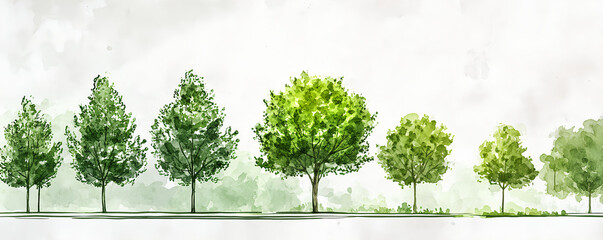 Obraz premium Watercolor Tree Growth Sequence