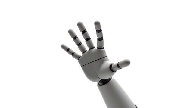 Futuristic Robot Hand Reaching Out for Interaction and Connection