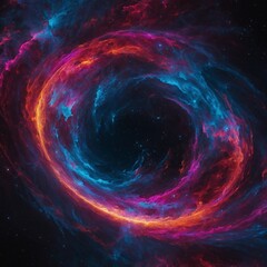 "A swirling galaxy of neon colors, with electric blues, fiery reds, and glowing purples blending together in a mesmerizing cosmic dance."