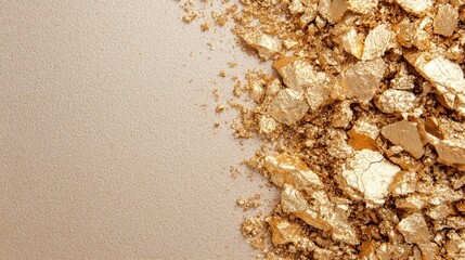 Gold Glitter Scattered on Beige Surface