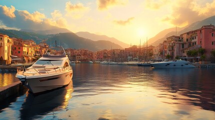 Fototapeta premium boats at sunset