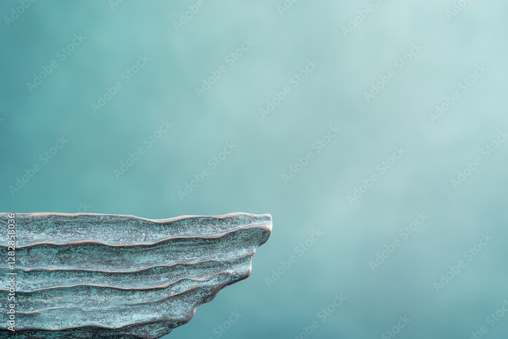 Poster macro shot of weathered bronze statue with textured details highlighted by soft natural light