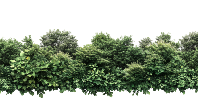 Lush green trees background for design projects nature setting png format with transparency background