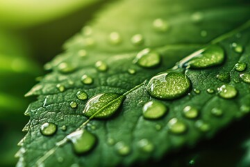 Dewdrops on green leaf, macro, garden, sunlight, nature, background blur, botany, website