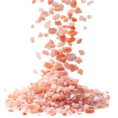 Pink Himalayan salt falling isolated on transparent background