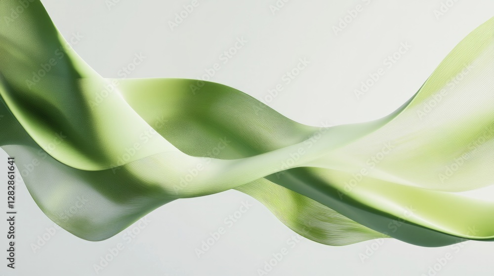 Aufkleber minimalistic abstract design featuring fluid green waves resembling wind energy currents dynamically