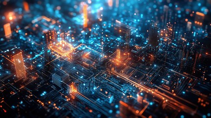 Fototapeta premium abstract modern futuristic city with lights